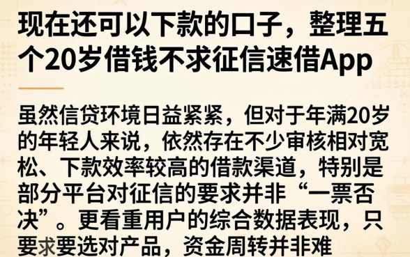 现在还可以下款的口子，整理五个20岁借钱不求征信速借app