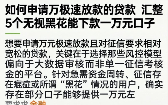如何申请万极速放款的贷款,汇整5个无视黑花能下款一万元口子