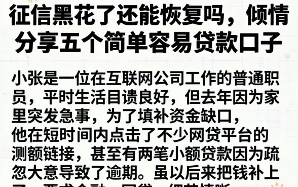 征信黑花了还能恢复吗，倾情分享五个简单容易贷款口子
