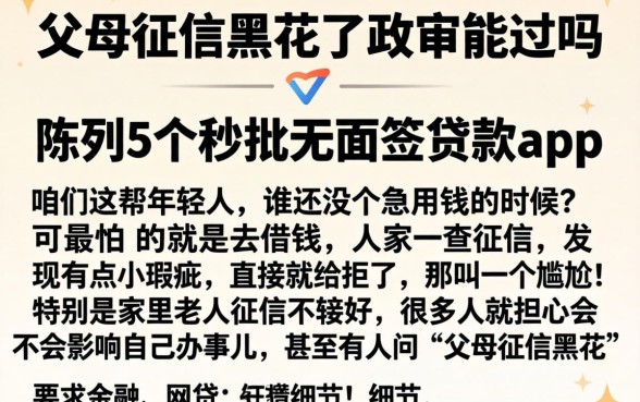 父母征信黑花了政审能过吗，陈列5个秒批无面签贷款app
