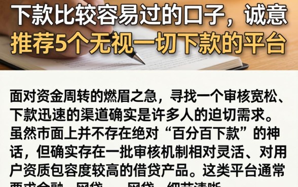 下款比较容易过的口子，诚意推荐5个无视一切下款的平台