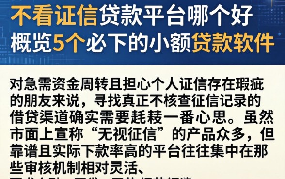 不看证信贷款平台哪个好,概览5个必下的小额贷款软件