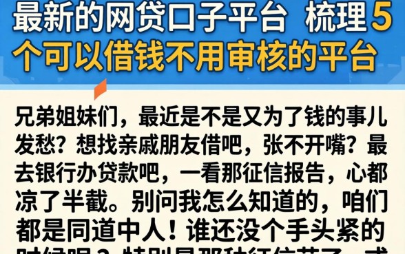 最新的网贷口子平台，梳理5个可以借钱不用审核的平台