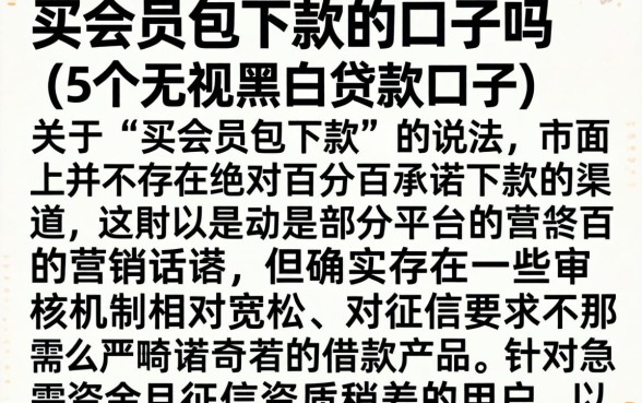 买会员包下款的口子吗，细致阐述5个无视黑白贷款口子