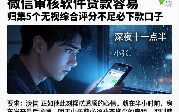 微信审核软件贷款容易，归集5个无视综合评分不足必下款口子