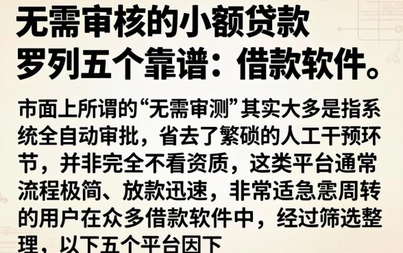 无需审核的小额贷款,罗列五个靠谱的借款软件