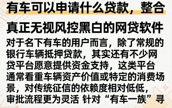 有车可以申请什么贷款，整合五个真正无视风控黑白的网贷软件