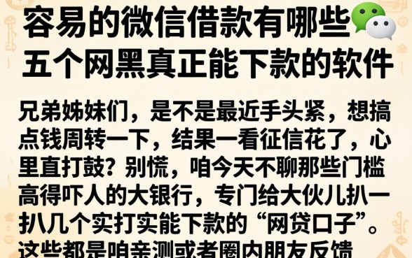 容易的微信借款有哪些，概括五个网黑真正能下款的软件