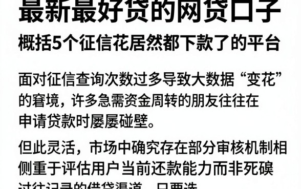 最新最好贷的网贷口子,概括5个征信花居然都下款了的平台