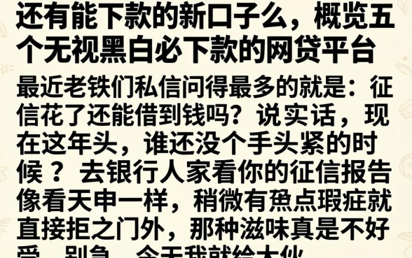 还有能下款的新口子么，概览五个无视黑白必下款的网贷平台