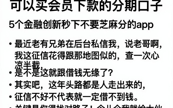 可以买会员下款的分期口子,整理5个金融创新秒下不要芝麻分的app