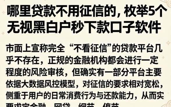 哪里贷款不用征信的，枚举5个无视黑白户秒下款口子软件