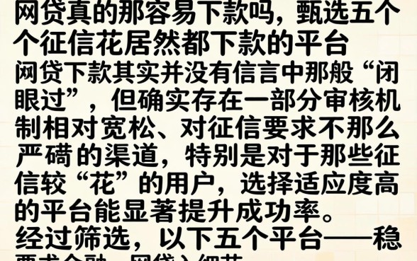 网贷真的那么容易下款吗，甄选五个征信花居然都下款的平台