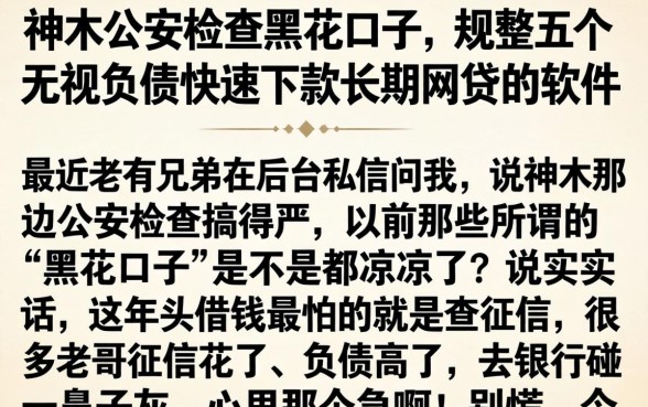神木公安检查黑花口子，规整五个无视负债快速下款长期网贷的软件