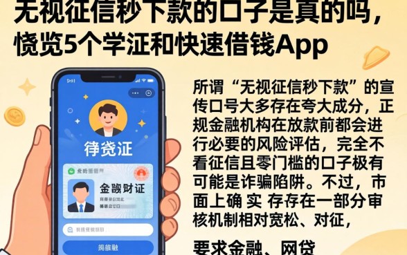 无视征信秒下款的口子是真的吗，概览5个手机和身份证快速借钱app