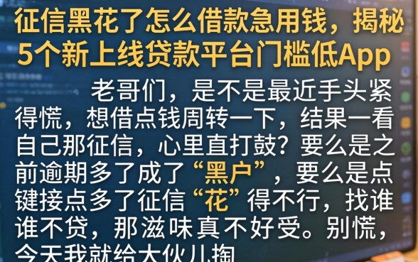 征信黑花了怎么借款急用钱，揭秘5个新上线贷款平台门槛低app