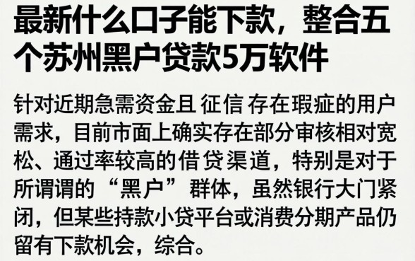 最新什么口子能下款，整合五个苏州黑户贷款5万的软件