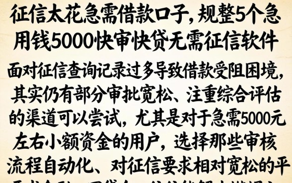 征信太花急需借款口子，规整5个急用钱5000快审快贷无需征信软件
