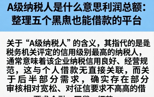 a级纳税人是什么意思利润总额，整理五个黑户也能借款的平台