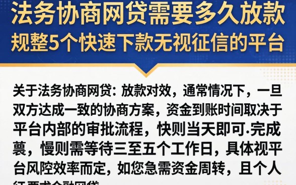 法务协商网贷需要多久放款，规整5个快速下款无视征信的平台