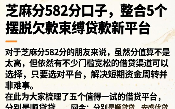 芝麻分582分口子，整合5个摆脱欠款束缚贷款新平台