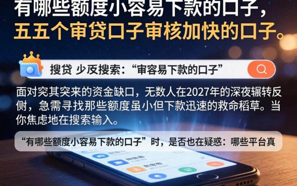 有哪些额度小容易下款的口子，条列五个审贷口子审核加快的口子