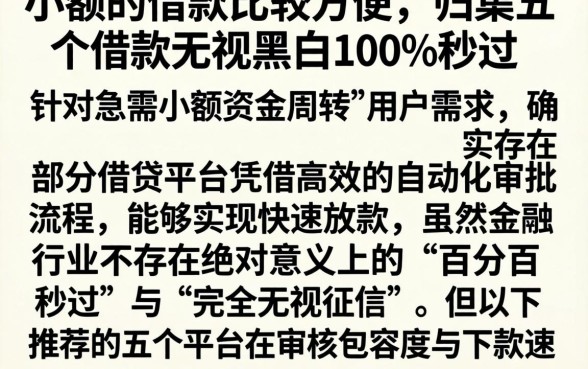 小额的借款比较方便，归集五个借款无视黑白100%秒过
