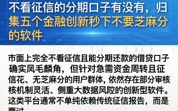 不看征信的分期口子有没有，归集五个金融创新秒下不要芝麻分的软件