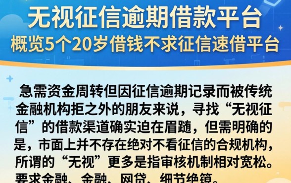 无视征信逾期借款平台，概览5个20岁借钱不求征信速借平台