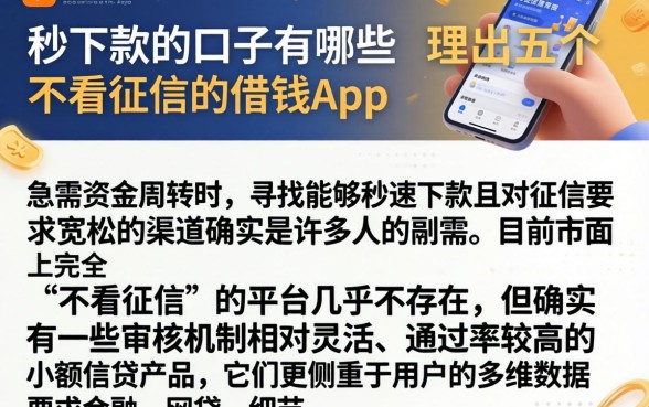 秒下款的口子有哪些，理出五个不看征信的借钱app