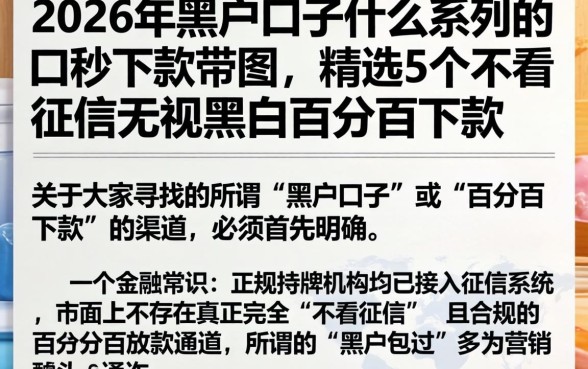 2026年黑户口子什么系列的口秒下款带图,精选5个不看征信无视黑白百分百下款