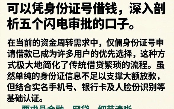 可以凭身份证号借钱，深入剖析五个闪电审批的口子