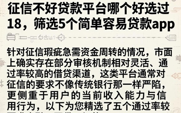 征信不好贷款平台哪个好通过18，筛选5个简单容易贷款app