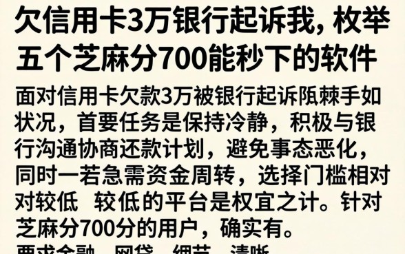 欠信用卡3万银行起诉我，枚举五个芝麻分700能秒下的软件