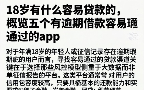 18岁有什么容易贷款的，概览五个有逾期借款容易通过的app