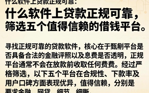 在什么软件上贷款正规可靠，筛选五个值得信赖的借钱平台