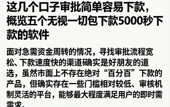 这几个口子审批简单容易下款，概览五个无视一切包下款5000秒下款的软件