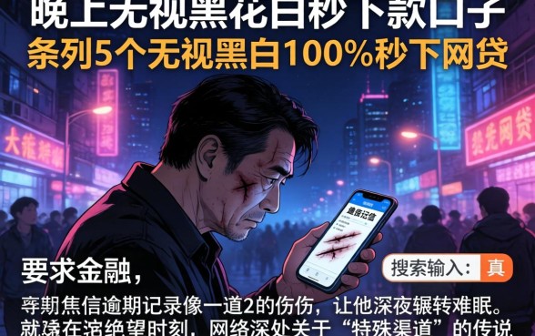 晚上无视黑花白秒下款口子，条列5个无视黑白100%秒下网贷