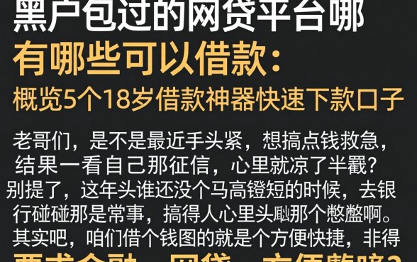 黑户包过的网贷平台有哪些可以借款，概览5个18岁借款神器快速下款口子