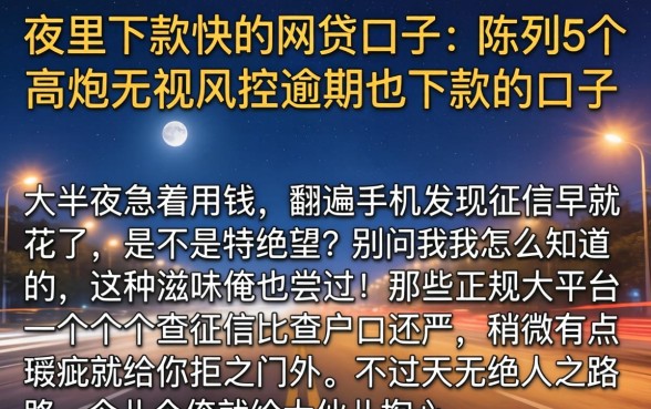 夜里下款快的网贷口子,陈列5个高炮无视风控逾期也下款的口子