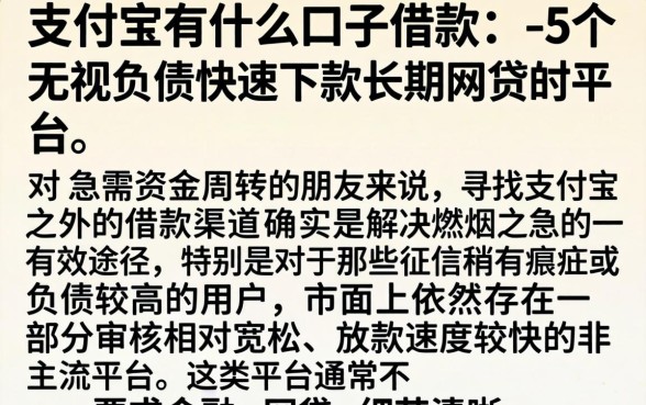 支付宝有什么口子借款，细致阐述5个无视负债快速下款长期网贷的平台