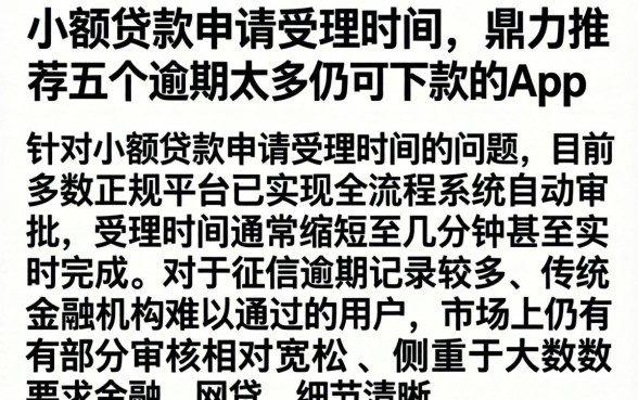 小额贷款申请受理时间,鼎力推荐五个逾期太多仍可下款的app