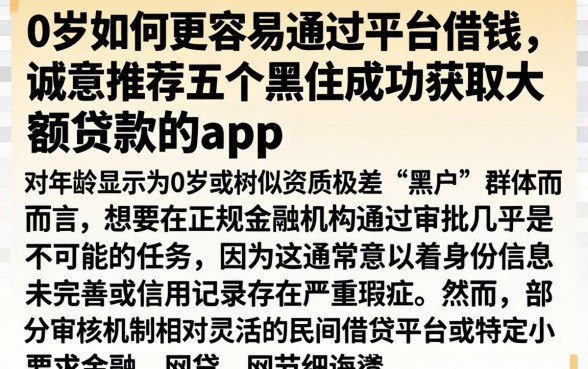 0岁如何更容易通过平台借钱，诚意推荐五个黑户成功获取大额贷款的app