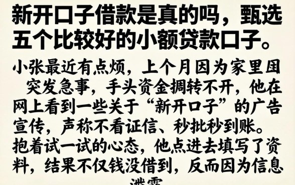 新开口子借款是真的吗,甄选五个比较好的小额贷款口子
