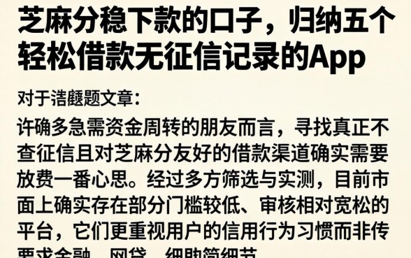 芝麻分稳下款的口子,归纳五个轻松借款无征信记录的app