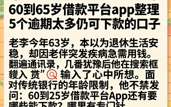 60到65岁借款平台app，整理5个逾期太多仍可下款的口子