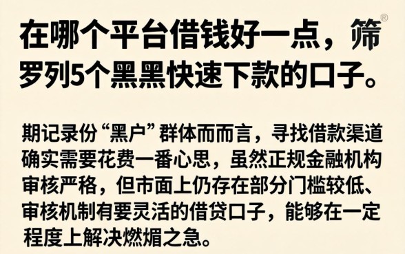 在哪个平台借钱好一点，罗列5个黑户快速下款的口子