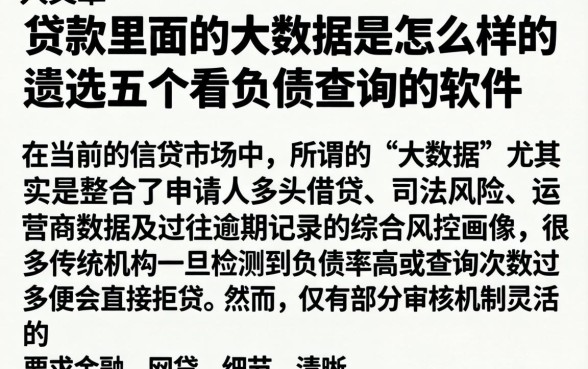 贷款里面的大数据是怎么样的，遴选五个不看负债查询的软件