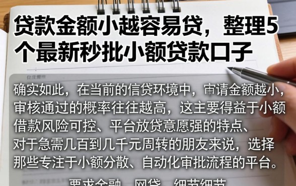 贷款金额小越容易贷,整理5个最新秒批小额贷款口子