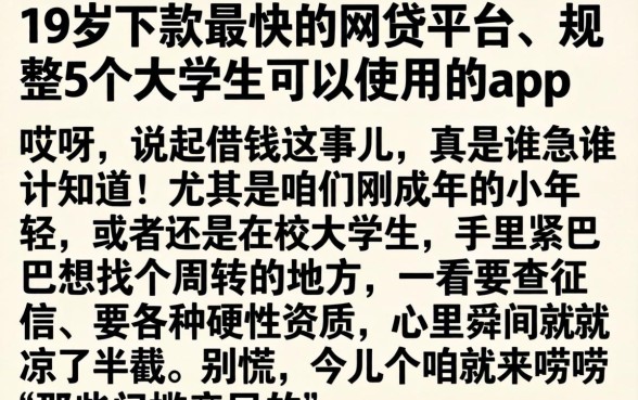 19岁下款最快的网贷平台，规整5个大学生可以使用的app